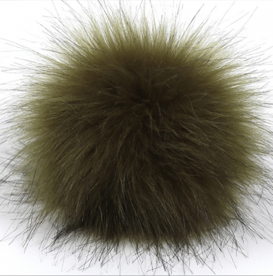 5" Jumbo Pom Pom w/snap OLIVE