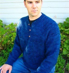 Henley Neck Down Pullover for Men